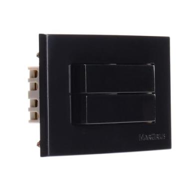 Imagem de Conjunto para móveis planejados mdf Interruptor Duplo Paralelo Preto S