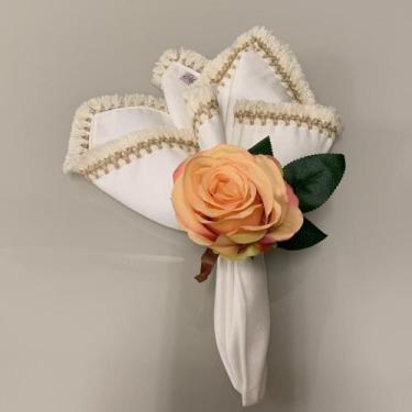 Imagem de Porta Guardanapo Flor Rosa Coral Artesanal - Unidade - Mesa Da Clau
