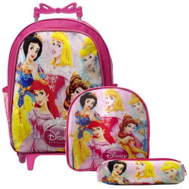 Imagem de Kit Mochila Feminina Creche Rodinhas Princesas e Lancheira - TOYS 2U