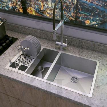 Imagem de Tanque Inox Quadrado Duplo Lavatorio Organizador Premium - Technox