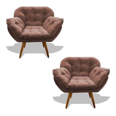 Imagem de Kit 02 Poltrona Miami Cadeira Robusta Pés Palitos Fibra Silicone Sala 