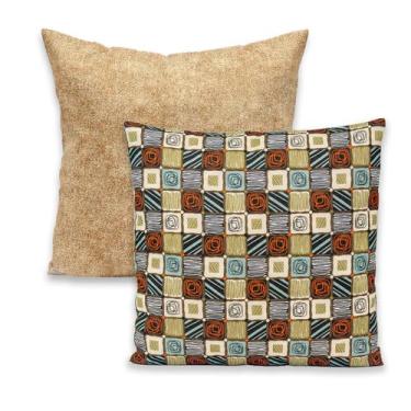 Imagem de Kit 2 Capas de Almofada 40x40 Zíper Gorgurinho Lisa e Estampada - BEM 