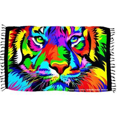 Imagem de Canga de Praia Tigre Aquarela - Coleção Animais - Bali
