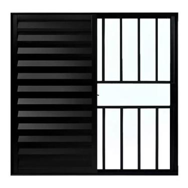 Imagem de Veneziana 3 folhas 1,00x1,00 com grade no alumínio preto - Comercial P