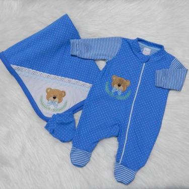 Imagem de Saída de Maternidade para Bebe  Menino Bordado Ursinho 3 peças - Pando