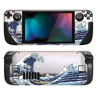 Imagem de PlayVital Conjunto completo de decalque de película protetora para LCD Steam Deck, adesivos personalizados capa de vinil para Steam Deck OLED - The Great Wave