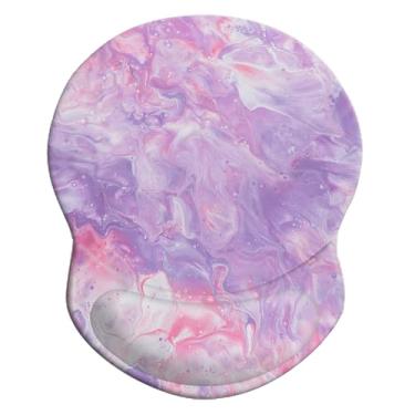 Imagem de Mouse pad ergonômico com suporte de pulso, almofada de descanso de pulso confortável para alívio da dor com base de poliuretano antiderrapante para jogos, casa, escritório e viagens (mármore roxo)