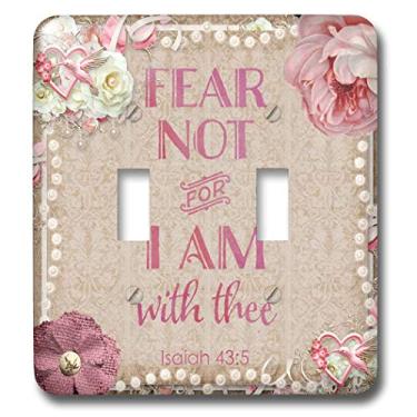 Imagem de 3dRose Capa para interruptor de luz lsp_325632_2, ilustração nostálgica com salmo da Bíblia Fear Not For I Am With Thee