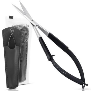 Imagem de MAKER AND MARKET Tesoura de lâmina reta Spring Action de 11 cm para apliques, bordados, tecido, linha, tricô, costura, artes e artesanato (lâmina reta)