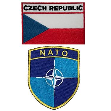 Imagem de A-ONE Colete de ataque da OTAN com emblema tático militar + emblema de bandeira tcheca em patch, emblemas de uniforme militar, aplique de bordado para uniforme militar, braçadeira nº 009 + 423