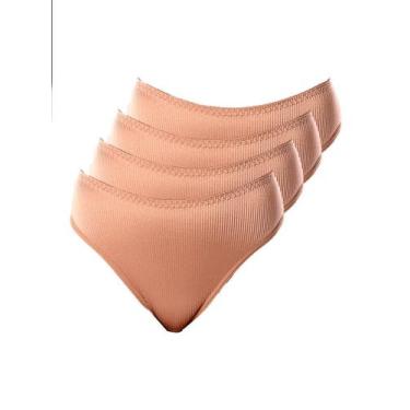 Imagem de Kit com 4 Calcinhas Alta Abrupt Demillus 56096, Bege, G