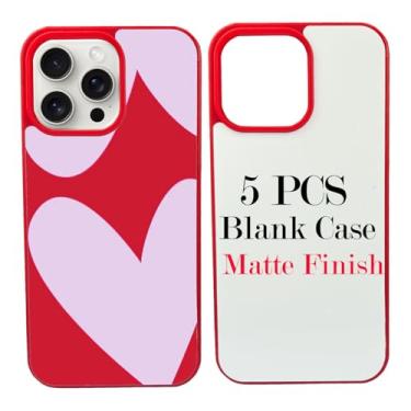 Imagem de JUSTRY Capa de telefone com 5 peças de sublimação em branco para impressão projetada para iPhone 16 Pro Max, capa de borracha macia + inserção de alumínio, impressão personalizada, capa protetora