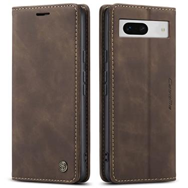 Imagem de Kowauri Capa para Google Pixel 7A, design clássico, carteira de couro, fecho magnético, capa flip com suporte para cartão, capa protetora à prova de choque para Google Pixel 7A 2023 (café)