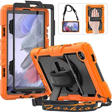 Imagem de HXCASEAC Capa para Samsung Galaxy Tab A7 Lite, protetora com protetor de tela/alça de mão/suporte de caneta, capa resistente para tablet A7 Lite, SM-T220 SM-T225 SM-T227, laranja