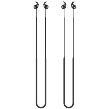 Imagem de HXFRTYU Pacote com 2 tiras antiperda para Galaxy Buds 3, acessórios esportivos de silicone macio compatíveis com Samsung Galaxy Buds 3 Earbuds Corda de pescoço segura (preto)