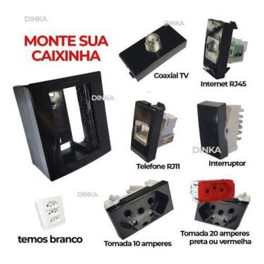 Imagem de Tomada  Tripla De Sobrepor 20a Externa Preta Preto - Dinka, Preto