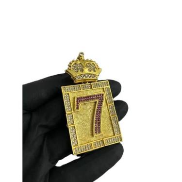 Imagem de Pingente Número 7 Rosa Quadrado (g) - Banhado a Ouro 18k - ToJoia18k