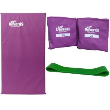 Imagem de kit ginastica em casa mini band médio + caneleira de peso 2kg + colcho