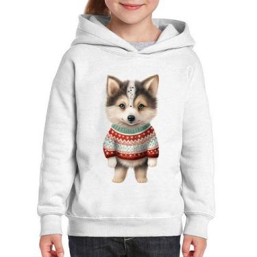 Imagem de Moletom Infantil Cachorro Husky Siberiano Natalino - Foca na Moda, Bra