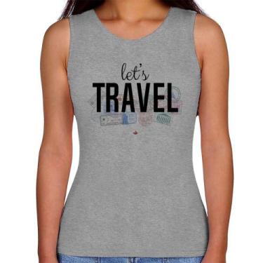 Imagem de Regata Feminina Let's Travel - Foca na Moda, Cinza, GGG