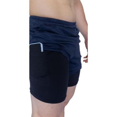 Imagem de Bermuda 2 Em 1 Short Duplo Esportivo Com Bolso Academia Run - Jinkings