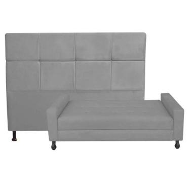 Imagem de Kit Félix com Cabeceira Damares 1,95 cm King Size Baú Quarto Sala mate