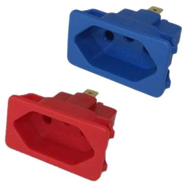 Imagem de 20 Tomada Embutir Fêmea 3 Pinos Tpa2-3 Painel Vermelho 20a Azul 10a Ma