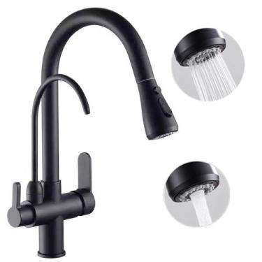 Imagem de Torneira Monocomando Preta Gourmet 360 Luxo Quente Frio Regulavel Banc