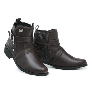 Imagem de Bota Coturno Feminino Cano Curto E Salto Baixo Casual - GMM SHOES, Mar