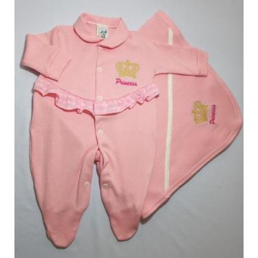 Imagem de KIT Saída Maternidade - Macacão e Manta - Bordado Coroa Princess - Net