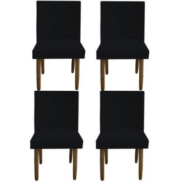 Imagem de Kit 04 Cadeiras Para Sala De Jantar Tóquio Pés palito Suede Preto - D'