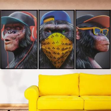 Imagem de Quadro 3 telas macaco - Reflex