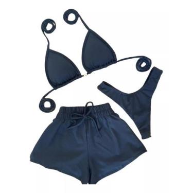 Imagem de Biquini Com Short Conjunto 3 Peças Moda Praia Verão Novidade - BEA FAS