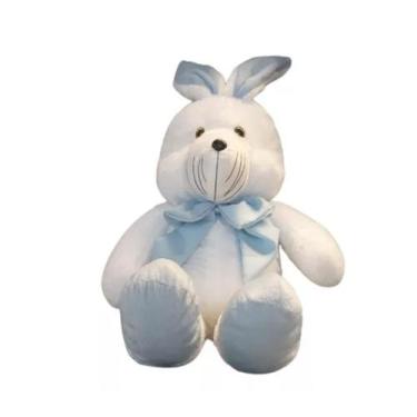 Imagem de Coelho De Pelúcia Fofinho Para A Páscoa - 90cm - LuckBaby, Branco azul