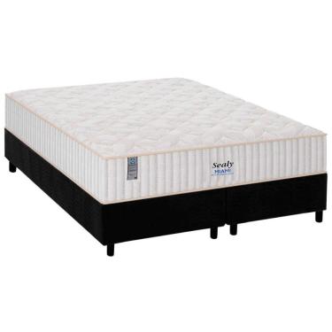 Imagem de  Cama Box Queen: Colchão Molas Ensacadas Plumatex MasterPocket Miami + Base CRC Suede Black(158x198)