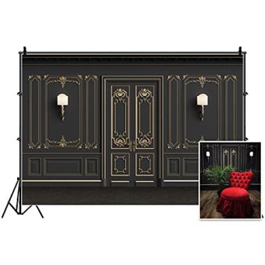 Imagem de Leyiyi Cenário vintage de 1,8 m x 1,2 m com moldura europeia, porta francesa, moderna castelo, cementério, parede, vintage, lanterna, foto, caubói, aniversário, retrato, estúdio, vinil, papel de parede