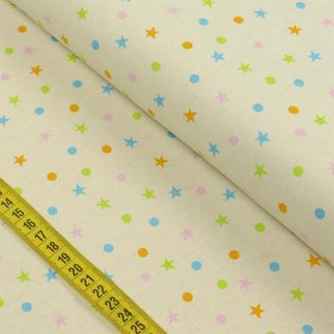 Imagem de Tecido Estampado Para Patchwork - Mini Zoo: Poás E Estrelas Creme (0,5