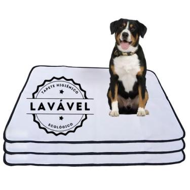 Imagem de Kit com 3 Tapetes Adestradores de Alta Absorção 100x70 Branco com bord