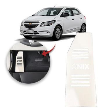 Imagem de Descanso de Pé Chevrolet Onix 2013 a 2019 Aço Escovado Prata - sofisti