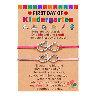 Imagem de UPROMI First Day of Prek/Kindergarten/1st Grade/2nd Grade School Presente, Back to School Bracelet Mommy and Me Matching Infinity Heart Bracelets, presentes de volta às aulas para meninas, 10 inches, Aço inoxidável, Sem pedras preciosas