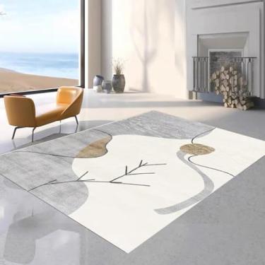 Imagem de Tapete de veludo cristal estilo creme simples, sala de estar, sofá, mesa de centro, quarto, carpete fácil de cuidar, decoração para casa, lavável, 6.120 x 200 cm, 47 x 79 polegadas
