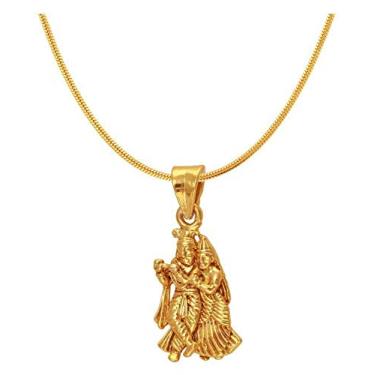 Imagem de Jewar Pingente medalhão Lord Ganesha/Ganesh Ji, om arte artesanal banhada a ouro joias para homens, mulheres e meninas, meninos, 55 cm chain, Latão, Sem Pedra Preciosa