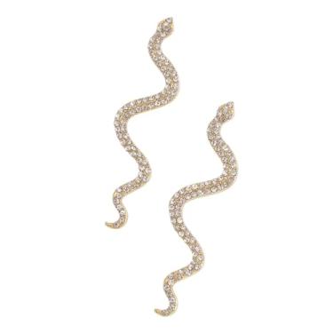 Imagem de Jumwrit Brincos de cobra de strass brincos de serpente longos de cobra de ouro brincos de animais punk para mulheres e meninas, Strass