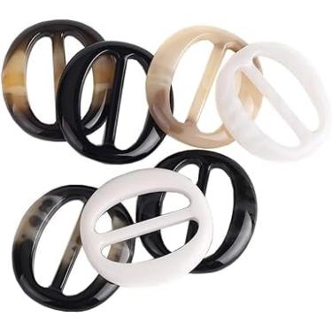 Imagem de 6 peças de clipes de camiseta de resina de 5 cm, anéis simples, fechos, moda, elegante, cachecol, fivelas, fechos de pescoço para mulheres, fivelas, fixadores, 5.0 Centimeters, Resina, Sem Pedra