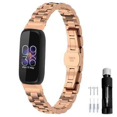 Imagem de Gheper Pulseira de relógio de metal 316L de aço inoxidável compatível com Fitbit Inspire 3, pulseira de substituição para smartwatch para mulheres e homens