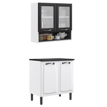 Imagem de Paneleiro Itatiaia em Aço Branco e Grafite 4 Portas 2 Vidros New Premium