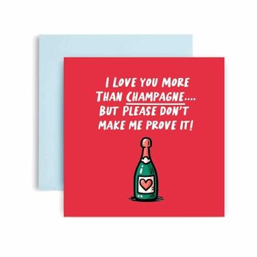 Imagem de Huxters Cartões de aniversário dos namorados para marido esposa namorado - Love You More Than Prosecco Cartão de feliz aniversário para ele homens - 14,8 cm (Prosecco)