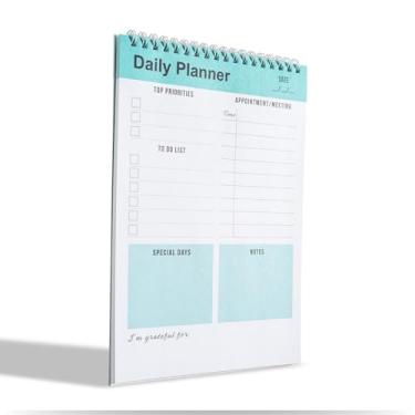 Imagem de Caderno planejador diário, bloco de notas para fazer lista, caderno espiral, sem data - 52 folhas - 16,5 cm x 24,9 cm lista de verificação, cadernos para trabalho, bloco de notas organizador pessoal,