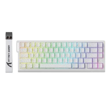 Imagem de ATTACK SHARK X68 HE Teclado mecânico para jogos Rapid Trigger RGB 60% com fio e atuação ajustável, interruptor magnético de efeito Hall, taxa de pesquisa de 8 KHz, montagem superior(Contorno Branco)