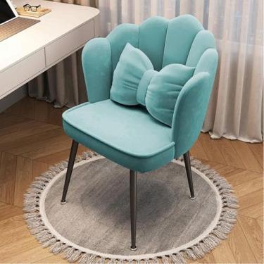 Imagem de Cadeira de mesa de veludo para escritório em casa, cadeira de mesa para quarto/penteadeira, moderna, fofa, cadeira de trabalho de computador, rodas giratórias, altura ajustável, cadeira estofada para